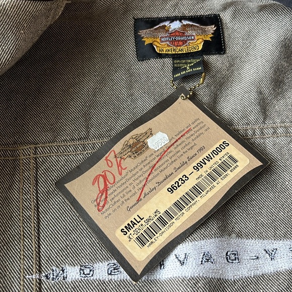 NWT Harley Davidson thick denim jacket size s beige - Picture 7 of 14